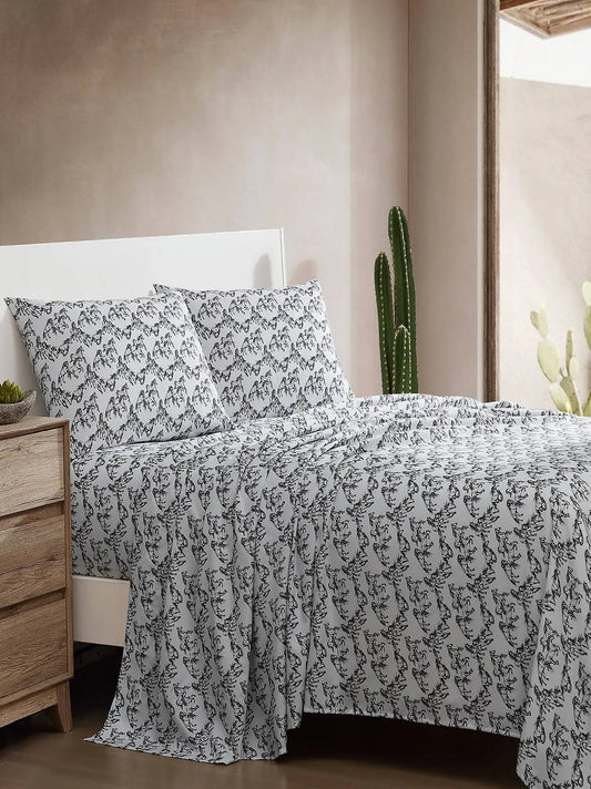 Wrangler Patterned Queen Sheet Set:Mustangs/ Black:Queen