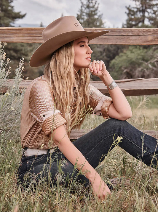 Lainey Wilson x Wrangler Rose Gold Lainey Snap Shirt in Rose Gold