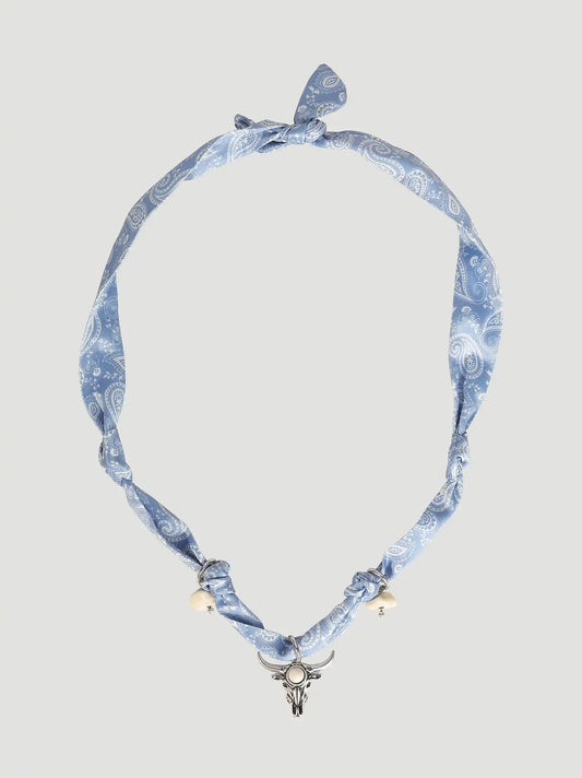Steerhead Satin Charm Necklace:Silver Blue:One Size