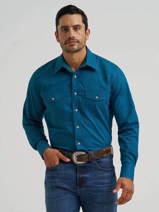 Men's 20X® Competition Advanced Comfort Long Sleeve Two Pocket Western Snap Shirt in Concentric Square