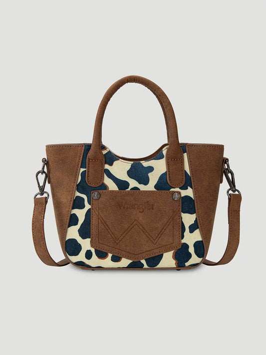 Colorblock Cow Print Small Cross Body:Brown:One Size