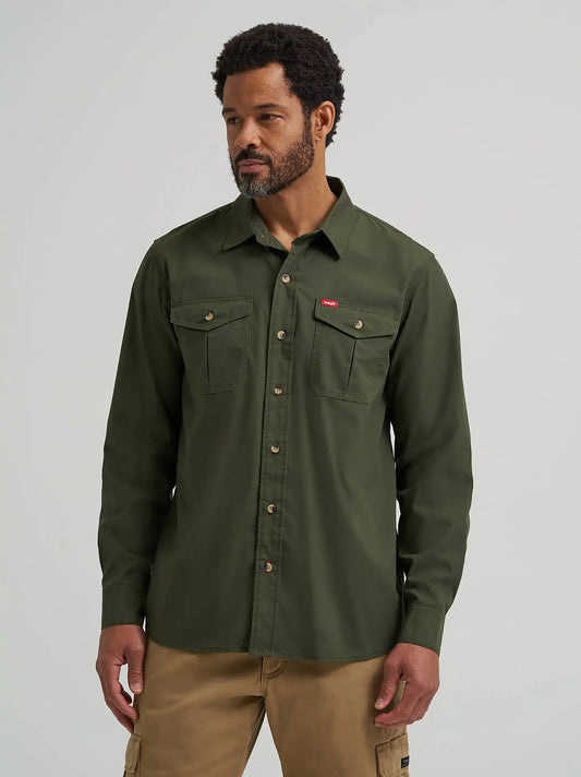 Men's Relaxed Fit Stretch Shirt in Forest Night