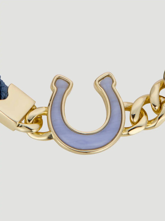 Lucky Horseshoe Braided Chain Bracelet:Gold:One Size: