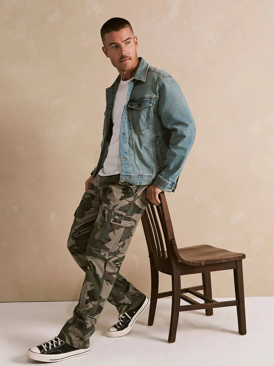Wrangler® Men's Five Star Premium Relaxed Fit Flex Cargo Pant in Green Brown Camo