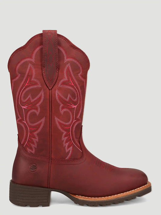 Women's Scarlet Square-Toe Western Boot in Wine