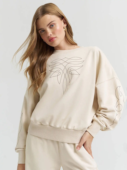 Lainey Wilson x Wrangler Cowboy Sweatshirt in Cocoa Creme