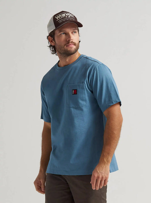Wrangler RIGGS Workwear® Short Sleeve Relaxed Crew T-Shirt in Blue Fin