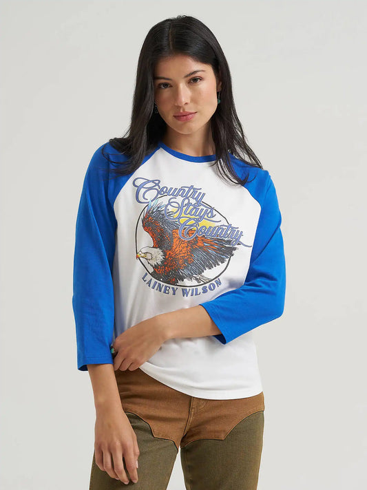 Lainey Wilson x Wrangler Country Baseball Tee in White
