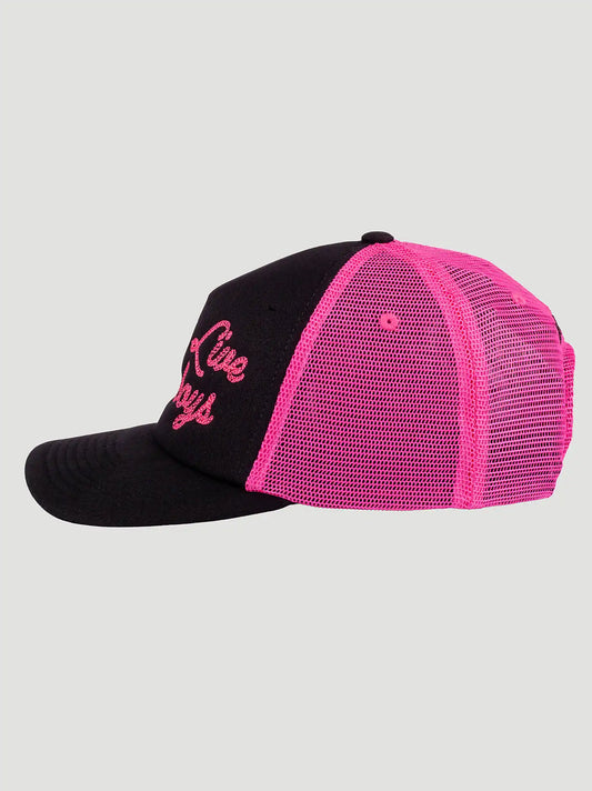 Womens Long Live Cowboys Baseball Cap:Black/Pink:One Size