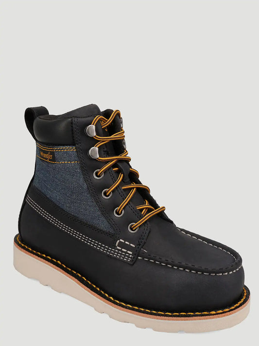 Women's Tessa Steel-Toe Denim Lace-Up Work Boot in Indigo
