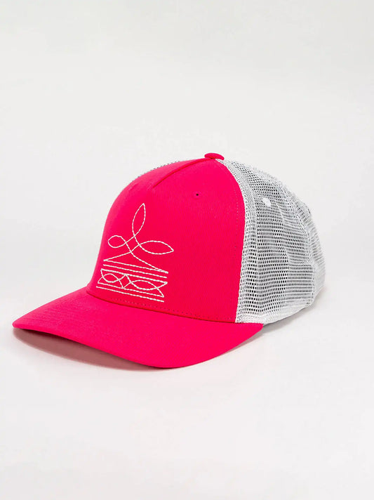 Womens Boot Stitch Trucker Hat:Hot Pink:One Size: