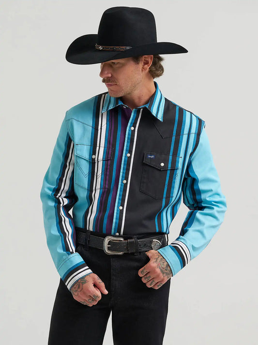 Vintage-Inspired Brushpopper Western Snap Workshirt in Night Sky