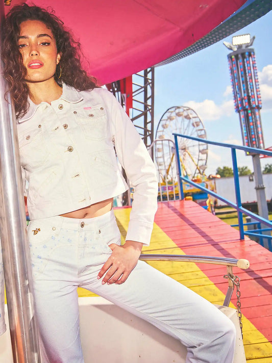 Wrangler x LoveShackFancy Cowboy Cut Floral Jean in Ecru