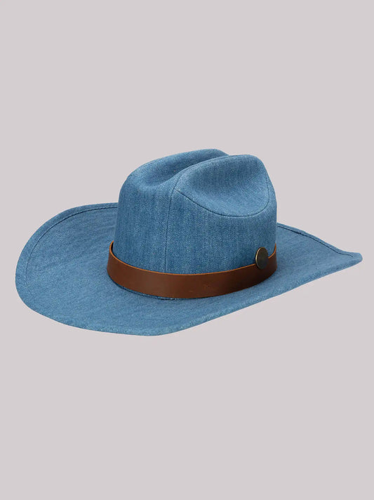 Womens Denim Pocket Cowboy Hat:Blue:One Size