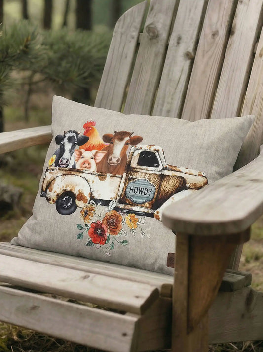 Wrangler Vintage Truck Outdoor Throw Pillow:Truck:One Size