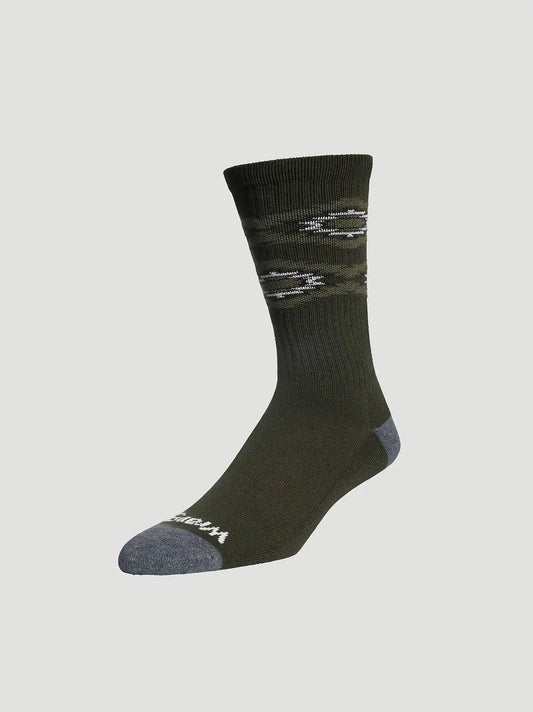 Mens Western Novelty Crew Socks 3 Pack:Military Green:One Size