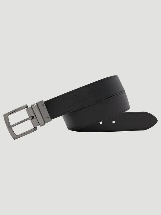 Men's Reversible Embossed Pattern Western Belt in Tan/Black