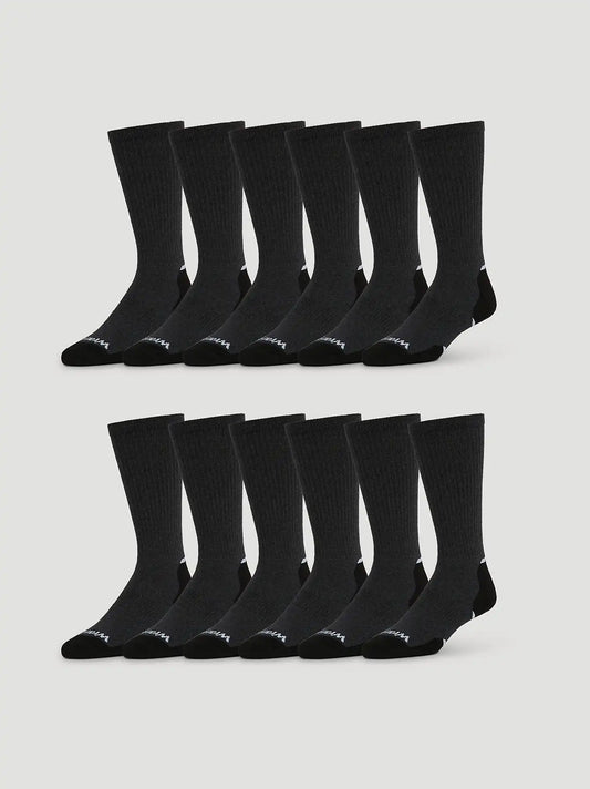 Mens Everyday Cotton Crew Sock 12 Pack:Charcoal:One Size