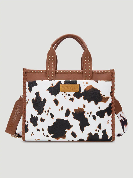 Studded Cowhide Mini Tote:Brown:One Size:
