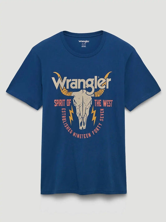 Pixelated Spirit Graphic T-Shirt in Dark Denim