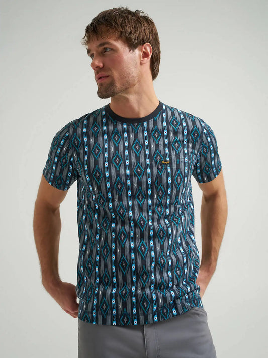 Chaco x Wrangler Printed Pocket Tee in Black Checotah