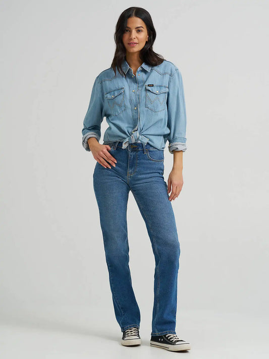 Women's Wrangler® High Rise True Straight Leg Jean in Ocean Medium