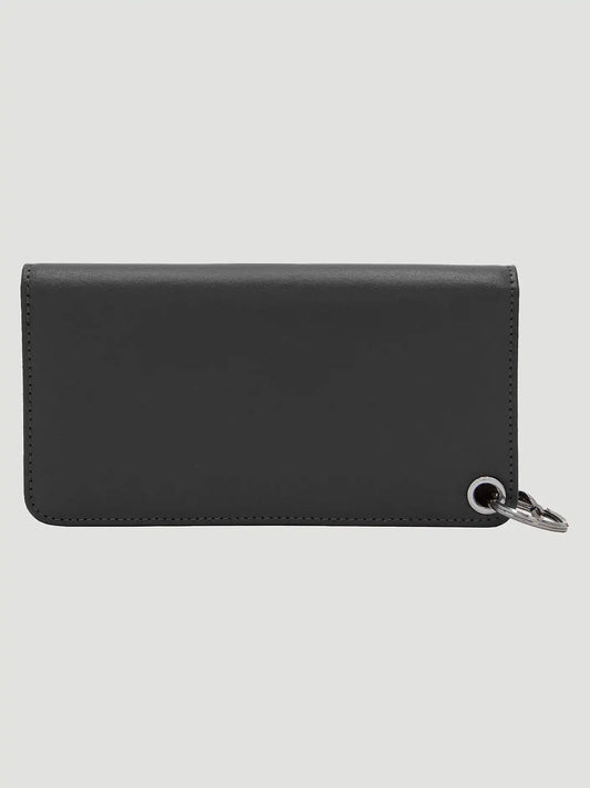 Mens Embossed Steer Head Chain Wallet:Black:One Size