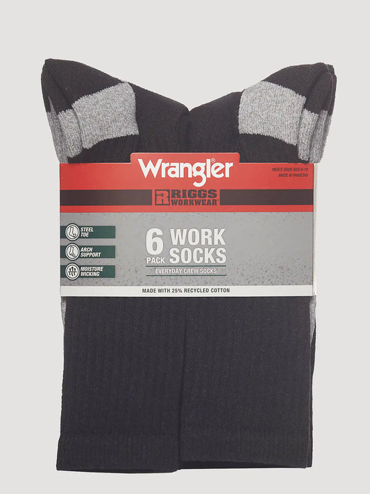 Mens Ultra Dry Crew Sock 6-Pack:Black:One Size: