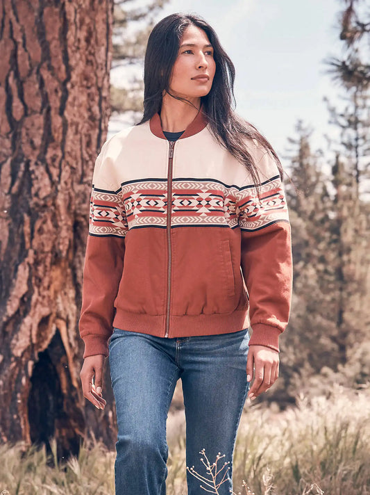 Women's Wrangler Checotah Bomber Jacket in Cream Slice