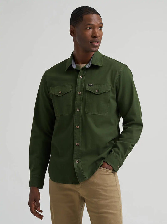Men's Flannel Plaid Shirt in Kombu Green