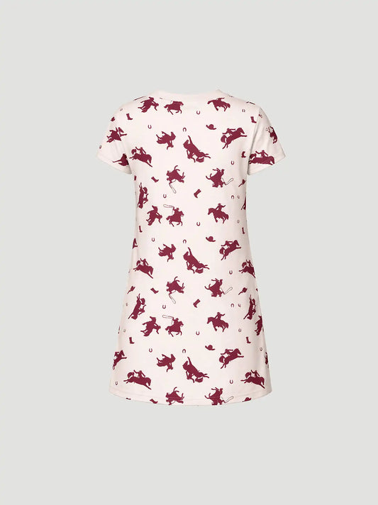 Women's Sleep Dress in White/Red