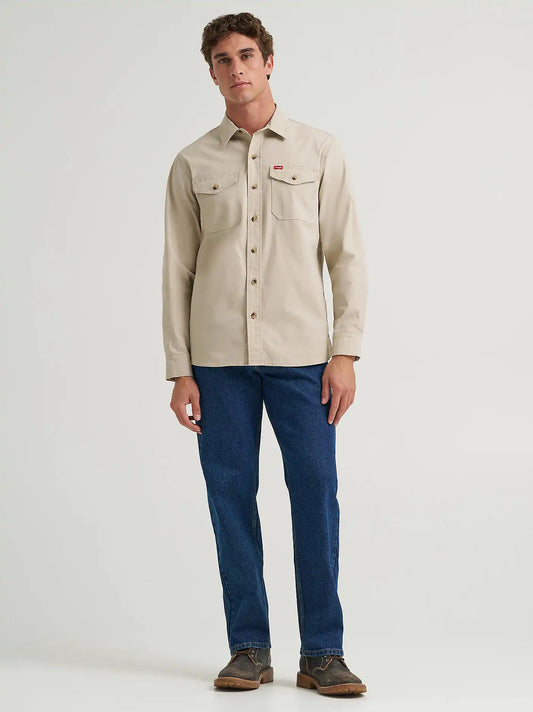 Men's Relaxed Fit Stretch Shirt in Feather Grey