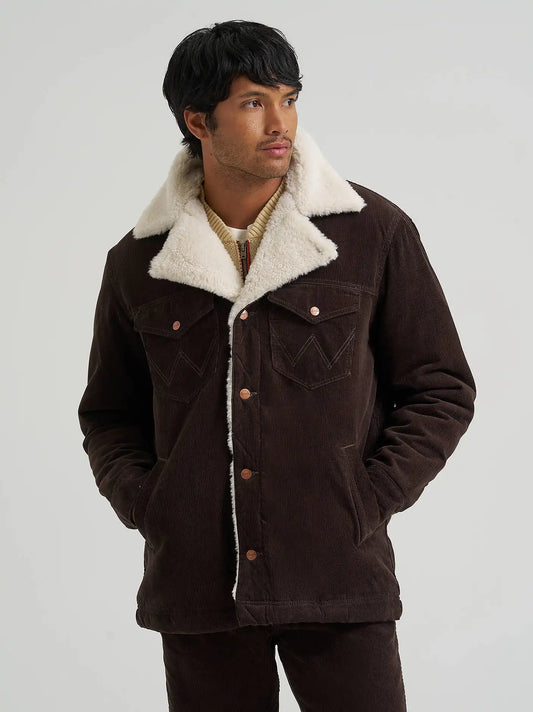 Men's Sherpa Lined Range Corduroy Jacket in Chocolate Torte