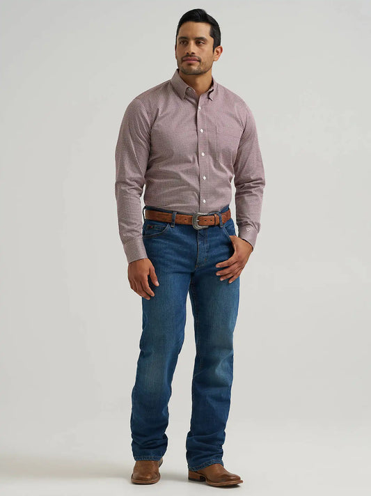 Men's Cody Johnson One Pocket Button Down Shirt in Wine Clover