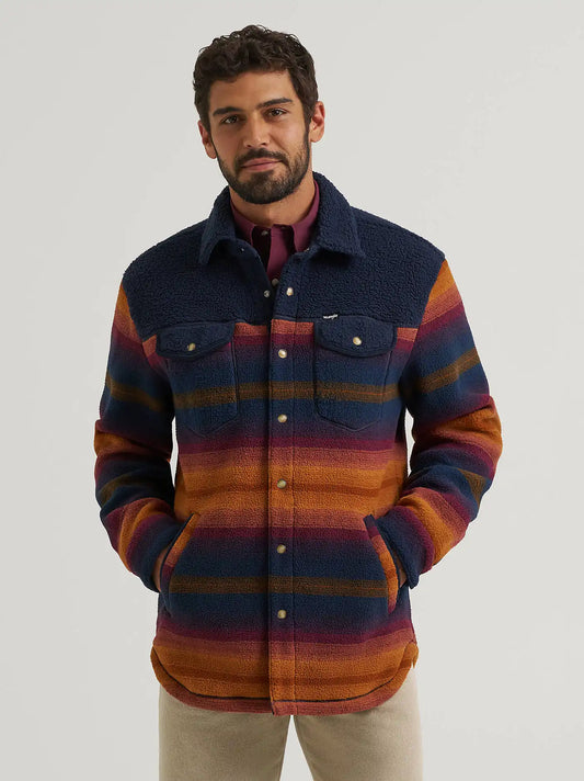 Wrangler All Terrain Gear Men's Fleece Shirt Jacket in Multi