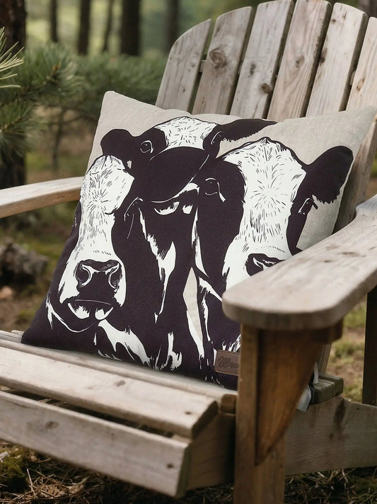 Wrangler Cow Outdoor Throw Pillow:Cow:One Size