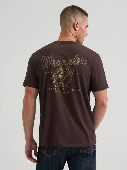 Rodeo Wrestling Team Graphic T-Shirt in Black Coffee