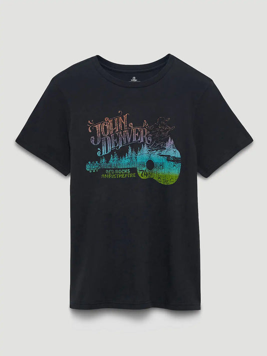 John Denver Red Rocks Reg Fit Graphic Tee in Washed Black
