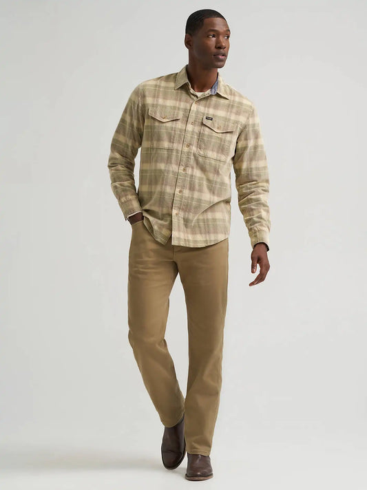 Men's Corduroy Plaid Shirt in Soft Silt