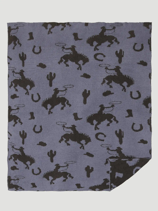 Wrangler Stretchy Throw Blanket:Blue:One Size