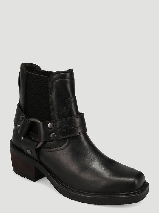 Women's Bethany Square-Toe Harness Bootie in Black