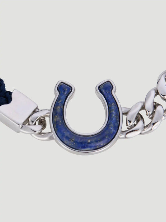Lucky Horseshoe Braided Chain Bracelet:Silver:One Size: