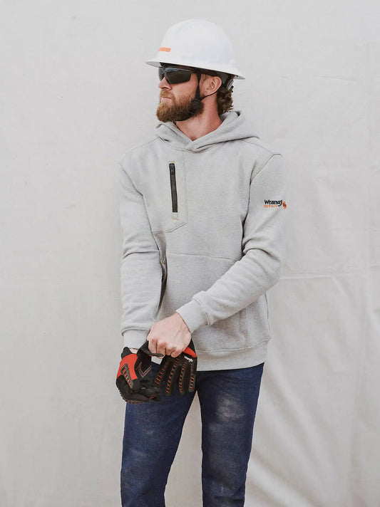 Wrangler® FR Flame Resistant Knit Hoodie in Grey Heather