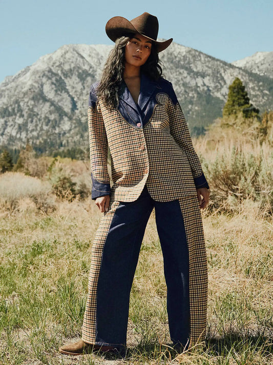 Women's Houndstooth Cowboy Barrel Jean in Rinse
