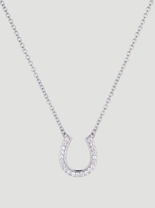 Cowgirl Lucky Horseshoe Necklace:Silver:One Size: