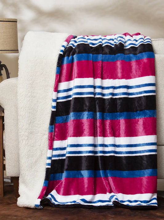 Wrangler Brushpopper Lounge Plush Sherpa Blanket:Pink:One Size