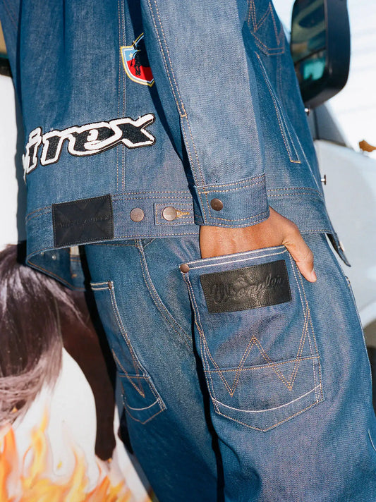 Wrangler x AVIREX Barrel Jean in Raw Indigo