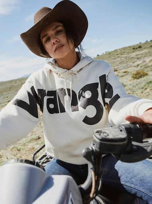 Women’s Wrangler Wide Open Spaces Logo Hoodie in White