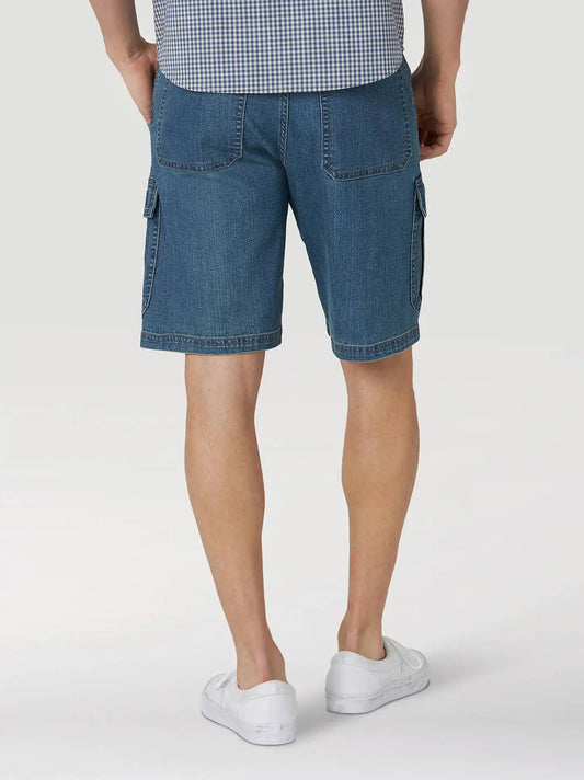 Wrangler® Men's Five Star Premium Denim Cargo Shorts in Medium Tint