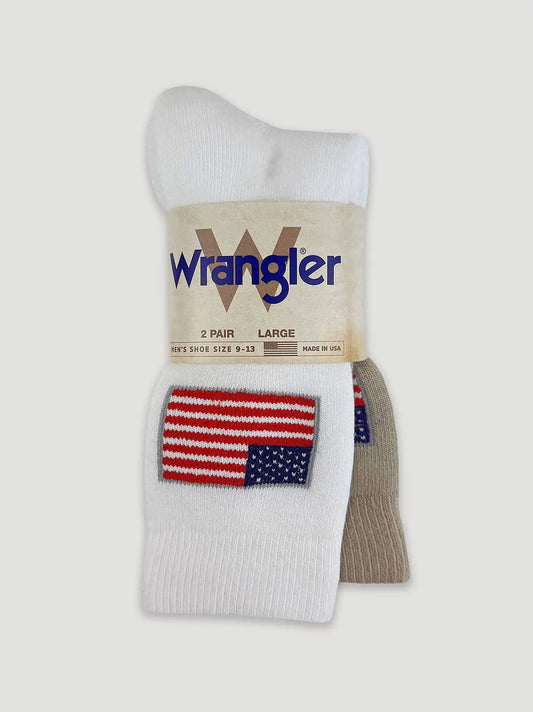 Mens Flag Micro Crew Socks 2 Pack:White/Khaki:L